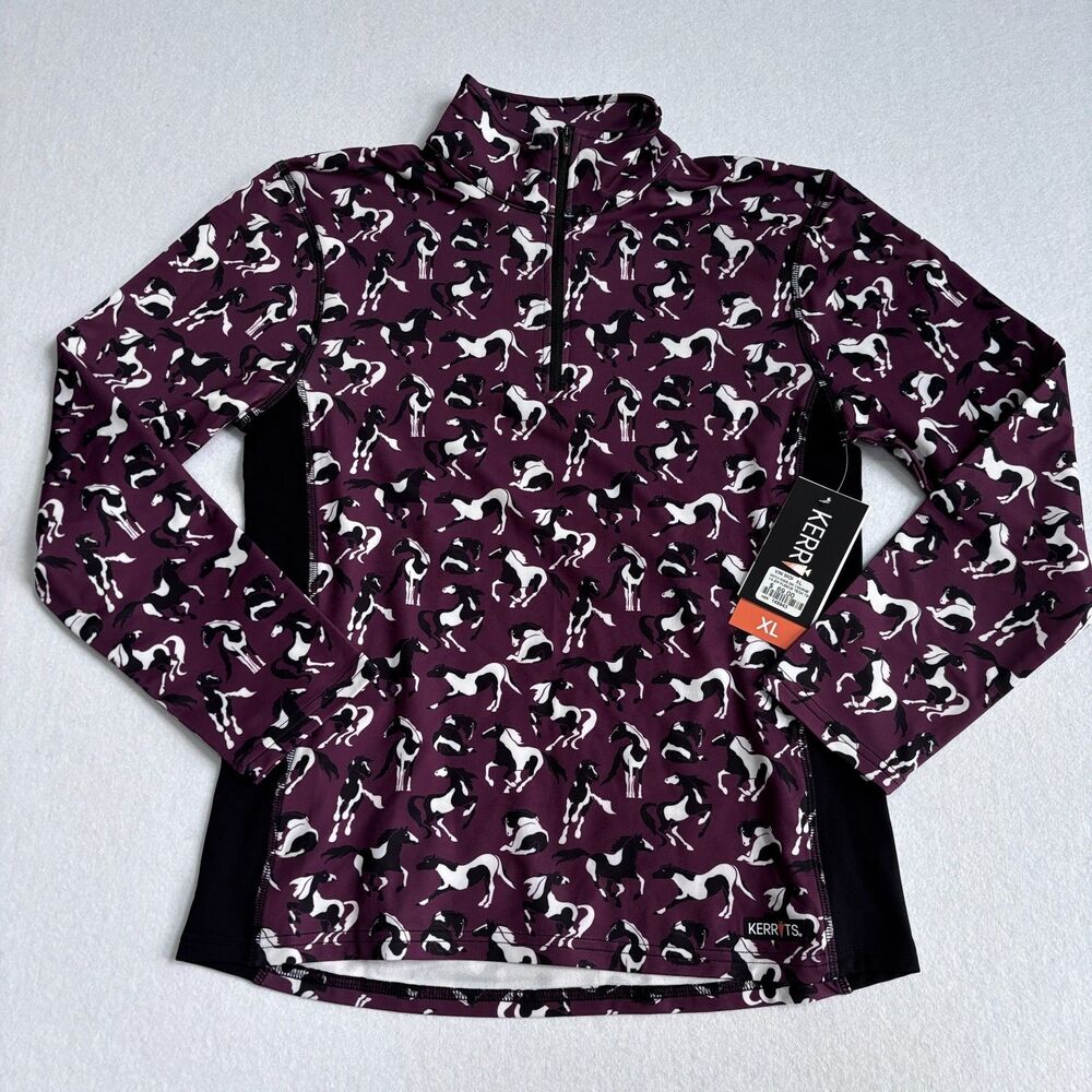 Kerrits Kids On Course Quarter Zip Fleece Tech Long Sleeve Top Girls XL Purple